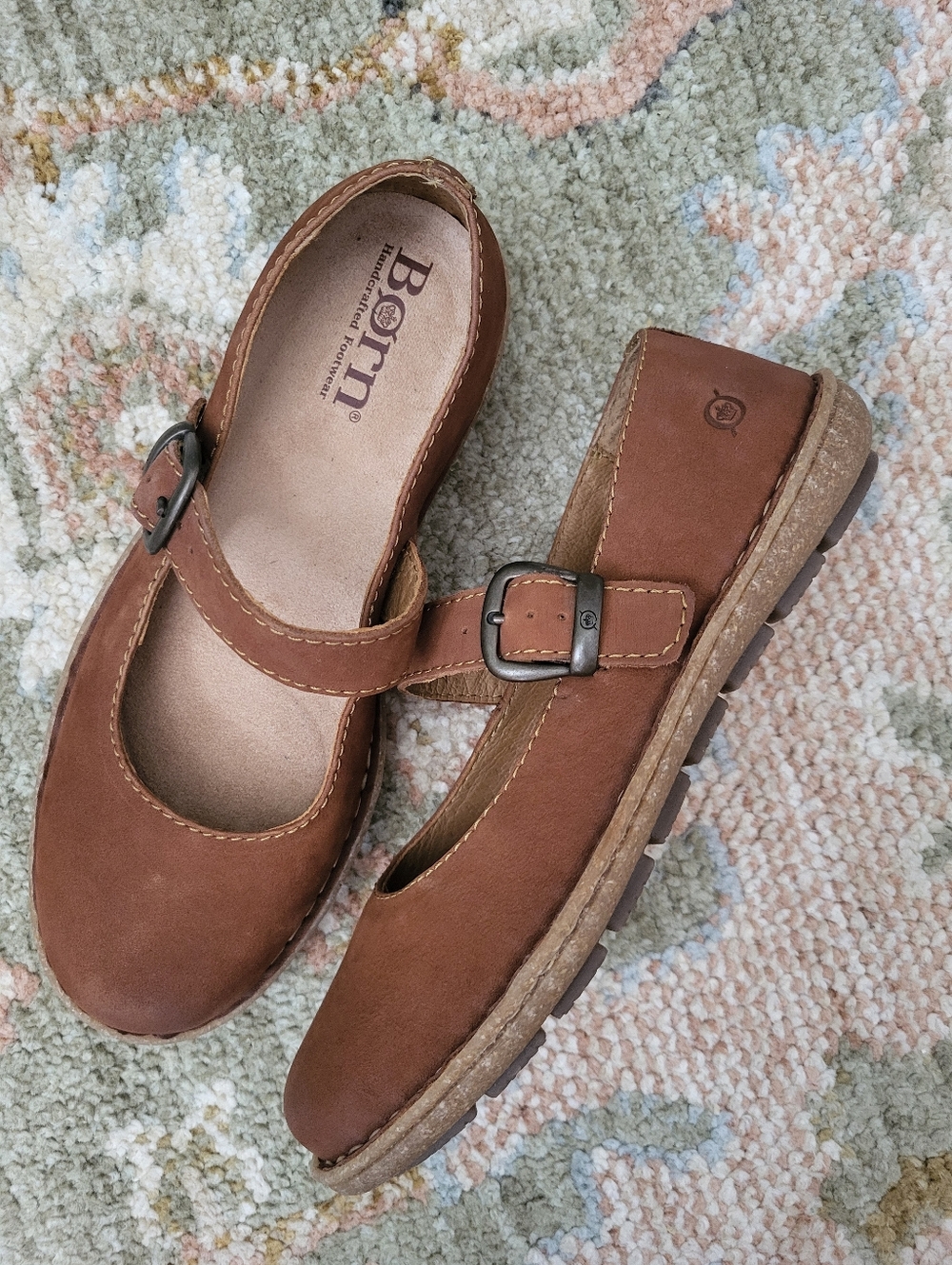 Born Brown Leather Mary Jane Shoes
